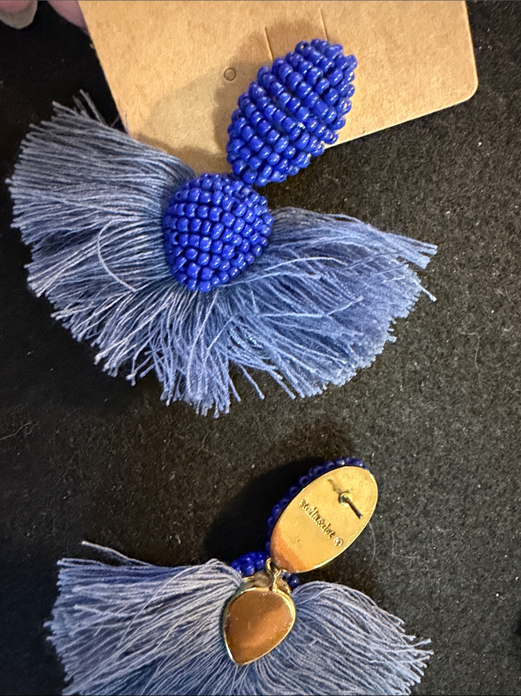 Stella & Dot Blue Beaded Fringe Statement Earrings